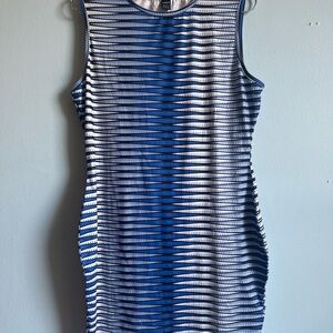 Blue and White Striped Bodycon Dress